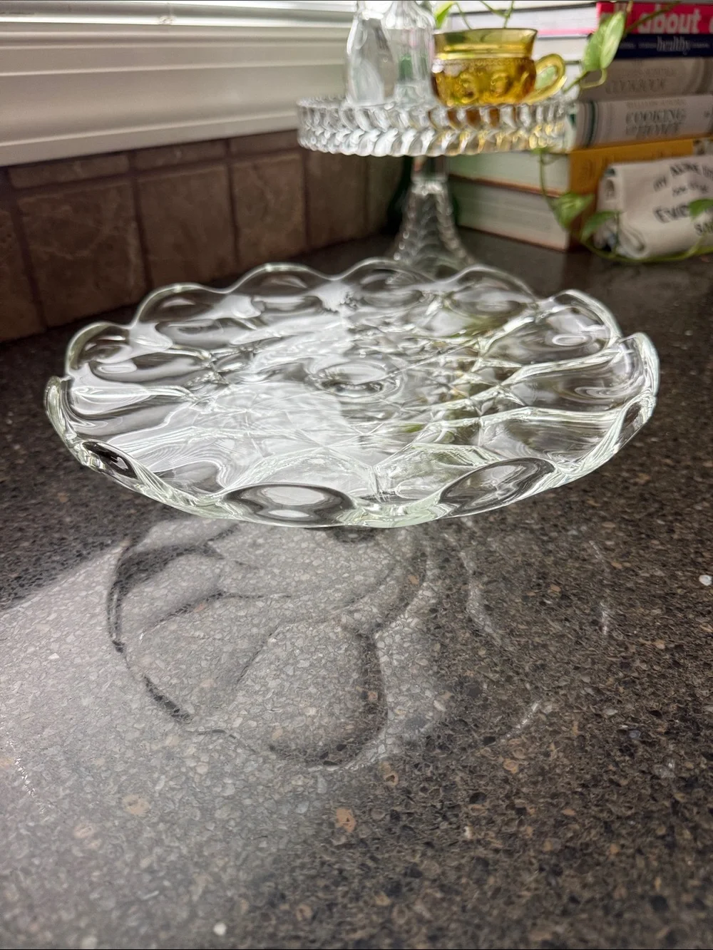 Vintage LE Smith Glass Dominion Pattern Pedestal Cake Stand
